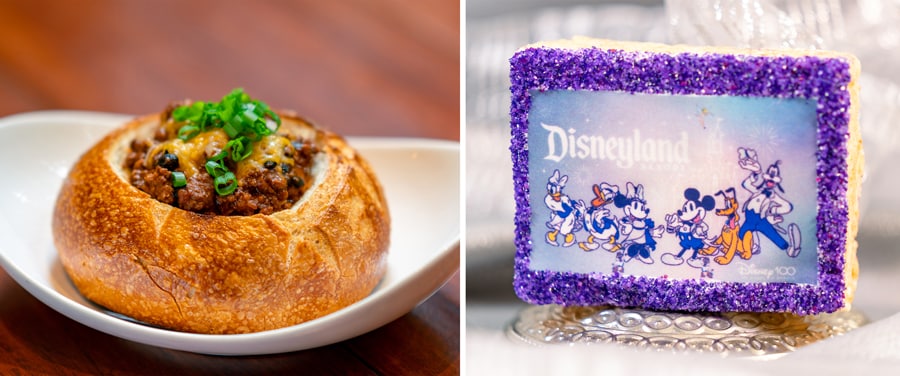 Walt's Chili Bread Bowl and Disney 100 rice krispie treat at Disney's Grand California Hotel and Spa Walt's Chili Bread Bowl and Disney 100 rice krispie treat at Disney's Grand California Hotel and Spa