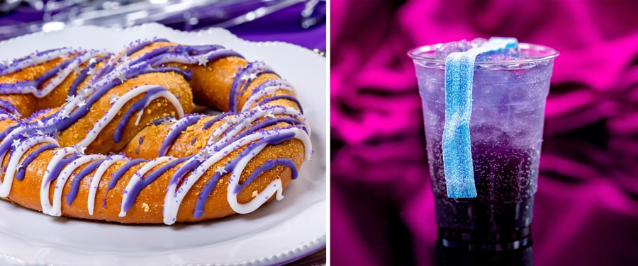 New Violet Pretzel and Sparkling Grape at Refreshment Corner at Disneyland Park New Violet Pretzel and Sparkling Grape at Refreshment Corner at Disneyland Park