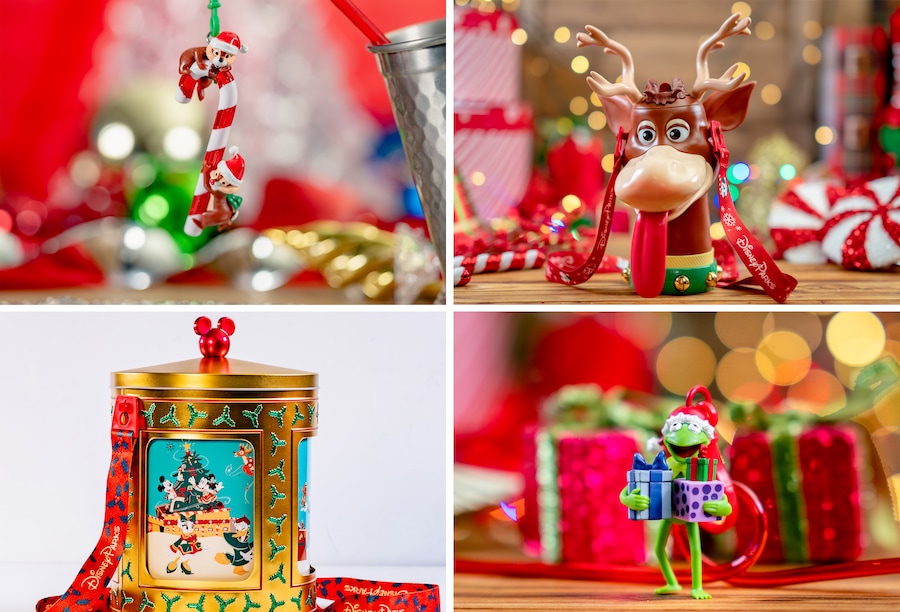 Chip & Dale Holiday Straw Clip, Christmas Parade Reindeer Sipper, Gold Musical Rotating Tin and Holiday Kermit Straw Clip Chip & Dale Holiday Straw Clip, Christmas Parade Reindeer Sipper, Gold Musical Rotating Tin and Holiday Kermit Straw Clip