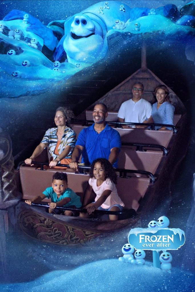 6 people at the Frozen Ever After ride 6 people at the Frozen Ever After ride