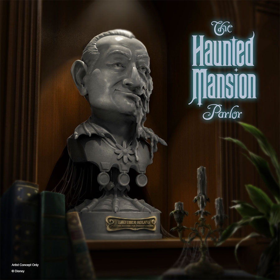 Rendering of a new sculpture of famed Disney Legend Rolly Crump coming to the Haunted Mansion Parlor on the Disney Treasure Rendering of a new sculpture of famed Disney Legend Rolly Crump coming to the Haunted Mansion Parlor on the Disney Treasure