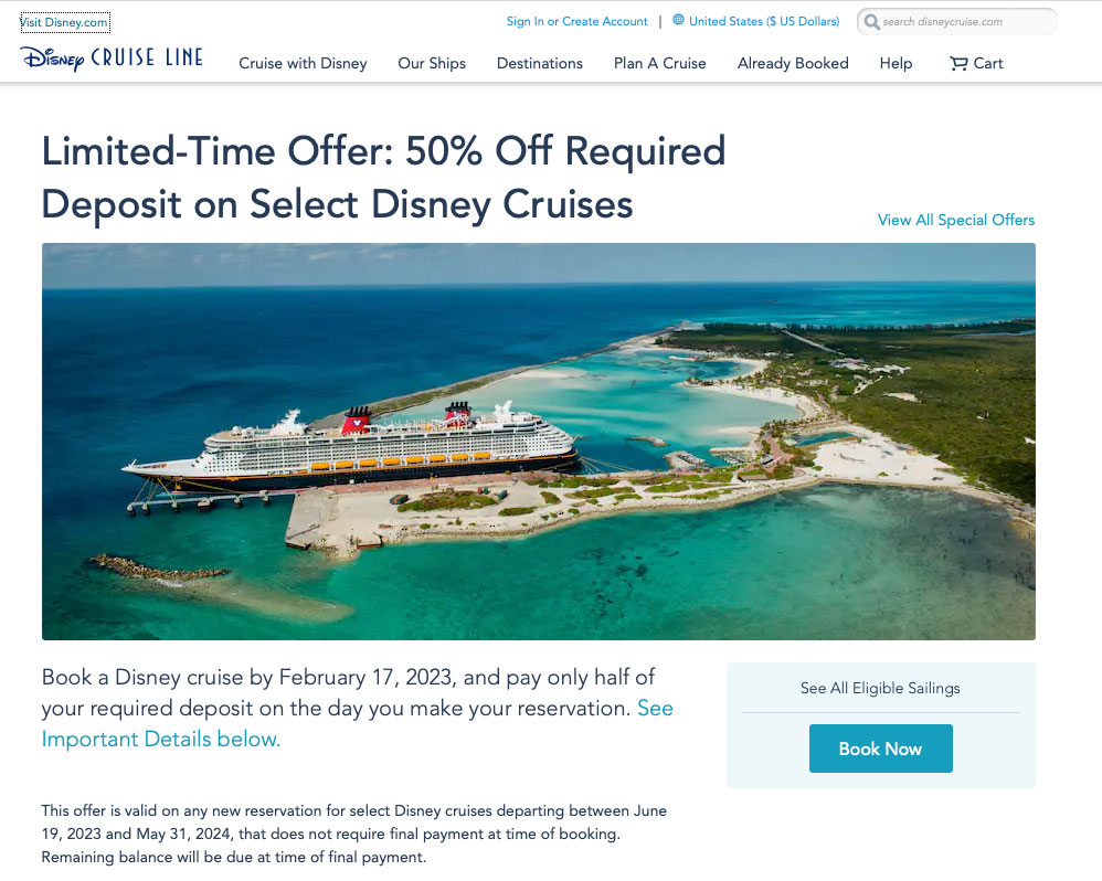 DCL 50 Percent Off Deposit Promotion 2022 DCL 50 Percent Off Deposit Promotion 2022
