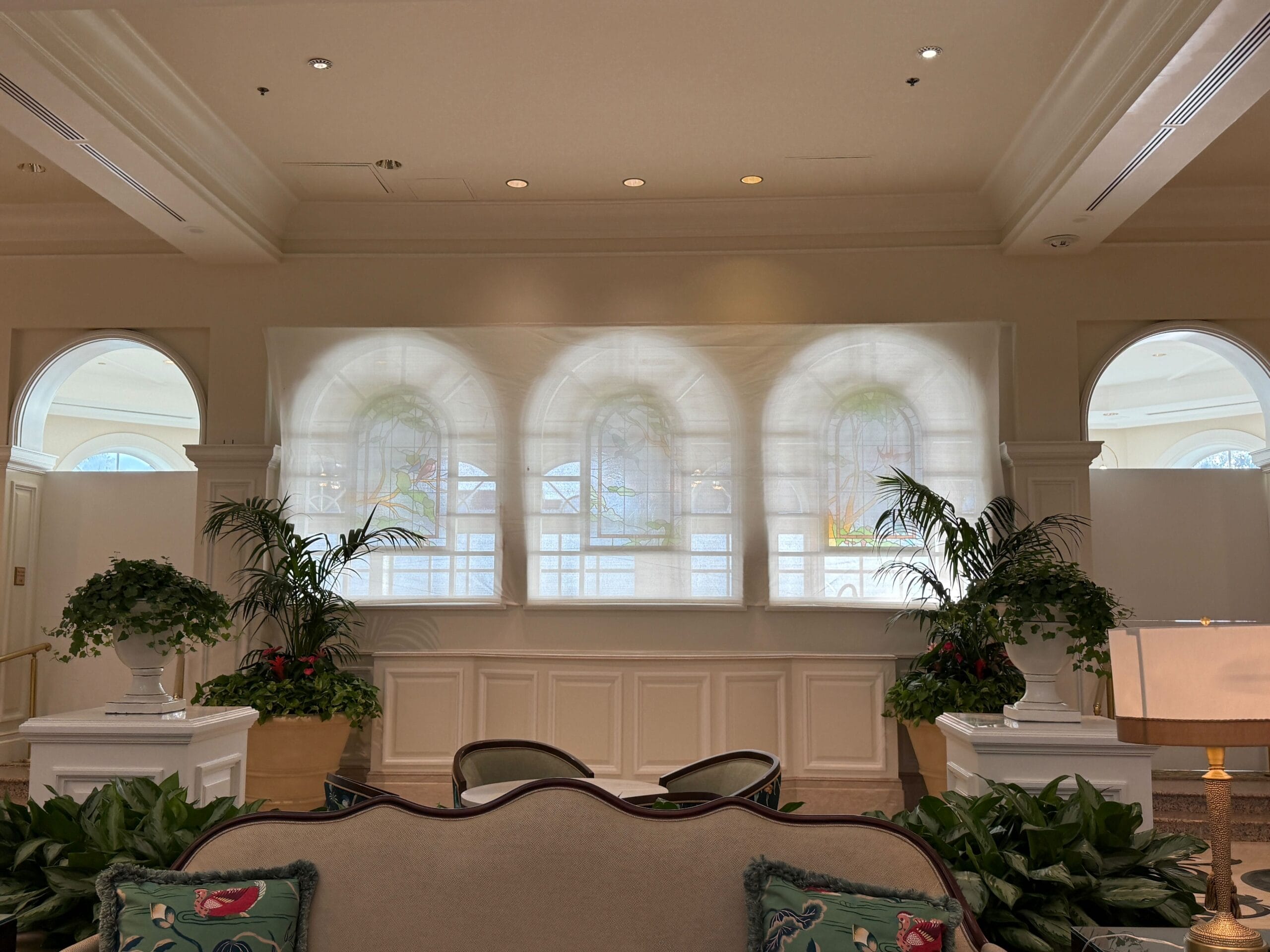 For now, the windows are covered by scrim. The tea room is set to reopen next year with a new tea experience. For now, the windows are covered by scrim. The tea room is set to reopen next year with a new tea experience.