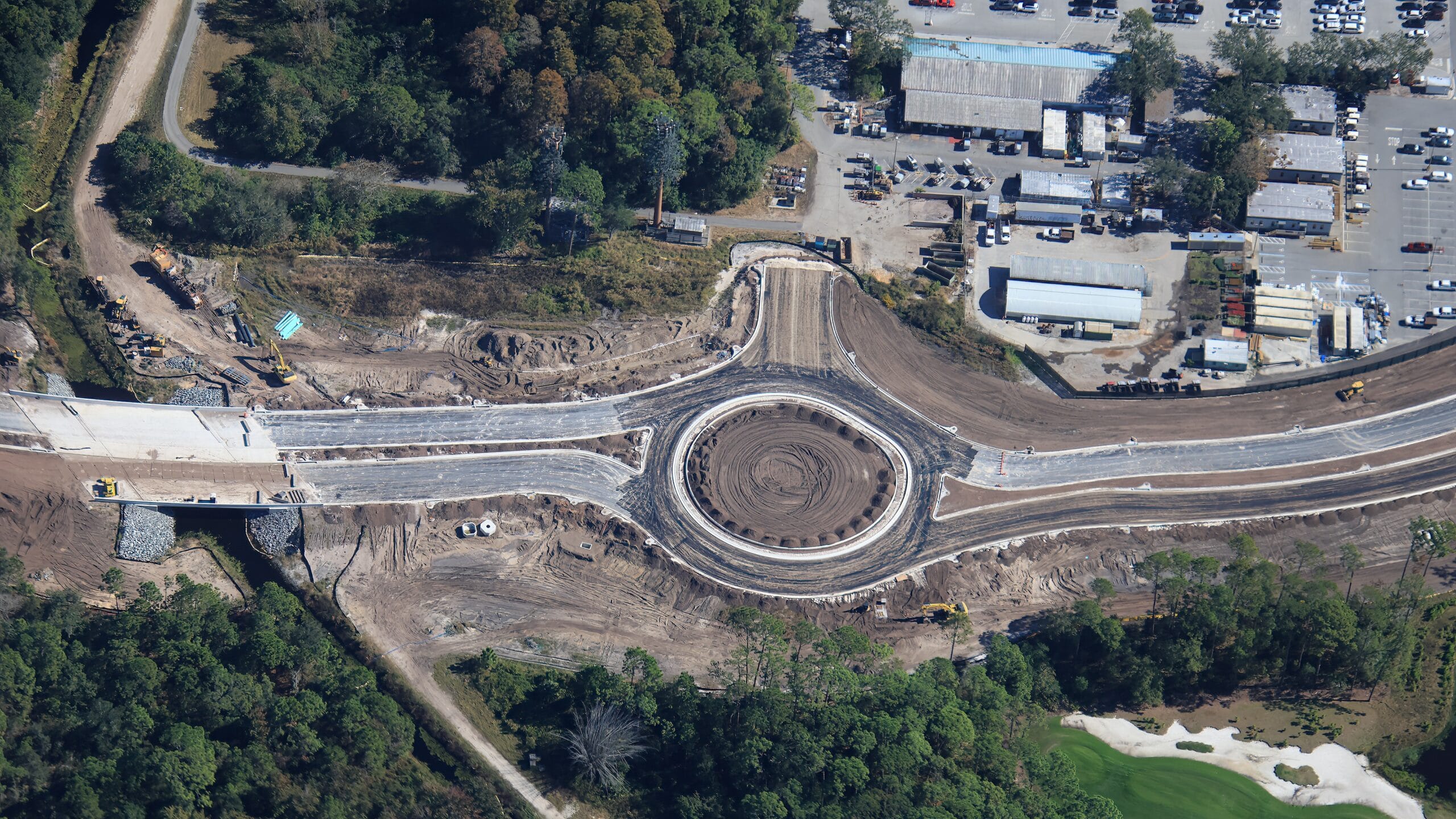 The new traffic circle near Disney's Grand Floridian Resort & Spa has been paved, revealing its not-quite-circular shape. The new traffic circle near Disney's Grand Floridian Resort & Spa has been paved, revealing its not-quite-circular shape.