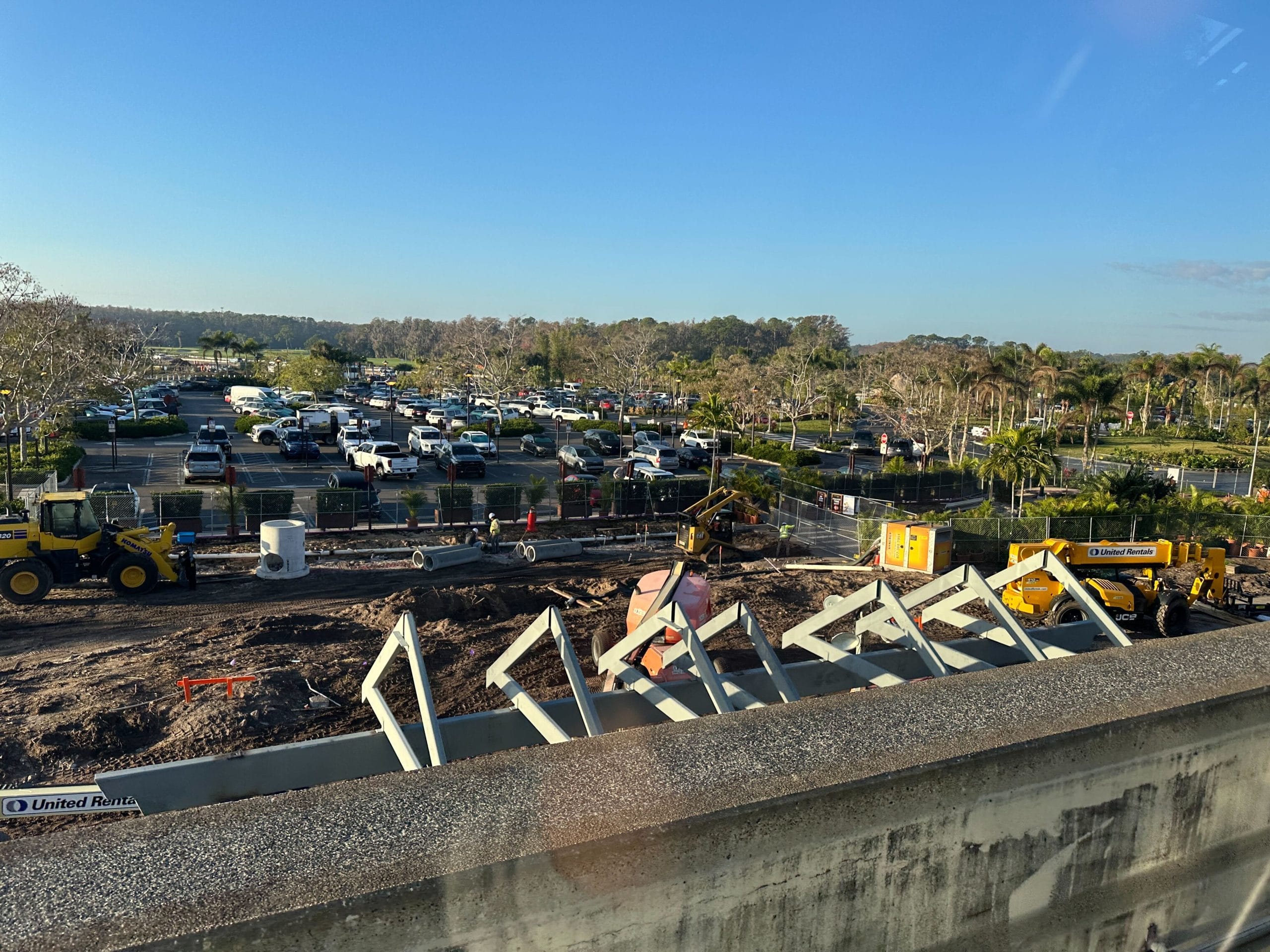 Between the old and new entrances is the framework for a new bus depot. Between the old and new entrances is the framework for a new bus depot.